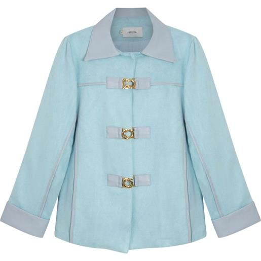 Isolda giacca con bordo in pelle - blu