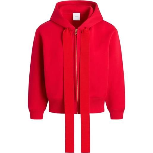 Patou felpa con logo ricamato e zip - rosso