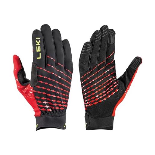 Leki guanti ultra trail breeze, black-red-neonyellow, eu 7