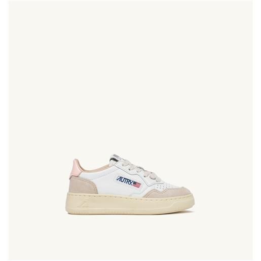 AUTRY sneakers medalist kids low in suede bianco creole pink