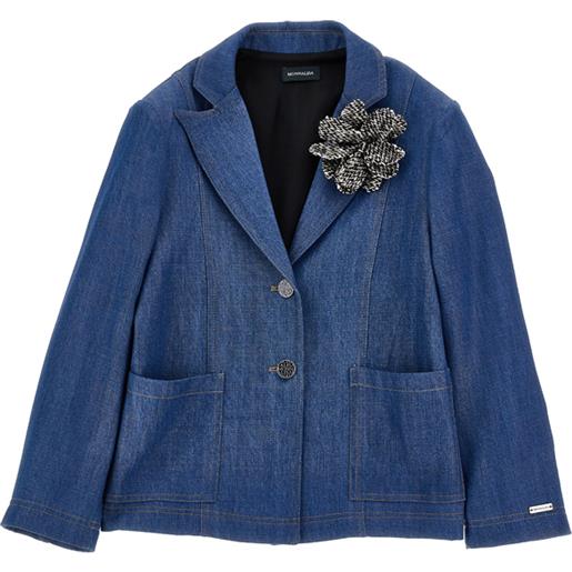 Monnalisa giacca denim fiore applicato
