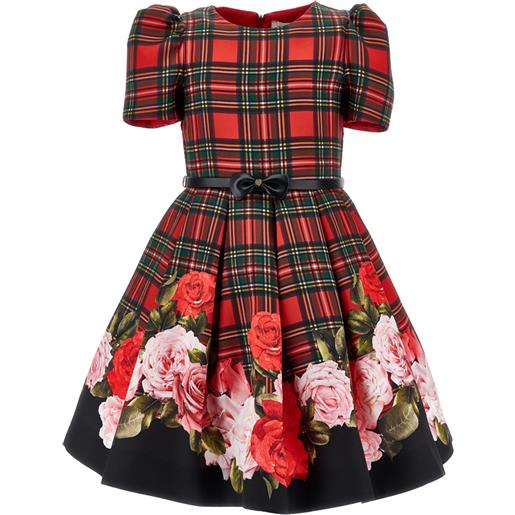 Monnalisa vestito scozzese e rose