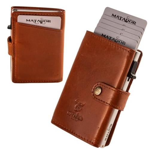 Matador slim wallet miami - custodia in pelle per carte di credito con porta carte pop-up - con protezione rfid e scomparto portamonete - mini portafoglio - piccolo portafoglio da uomo con scatola