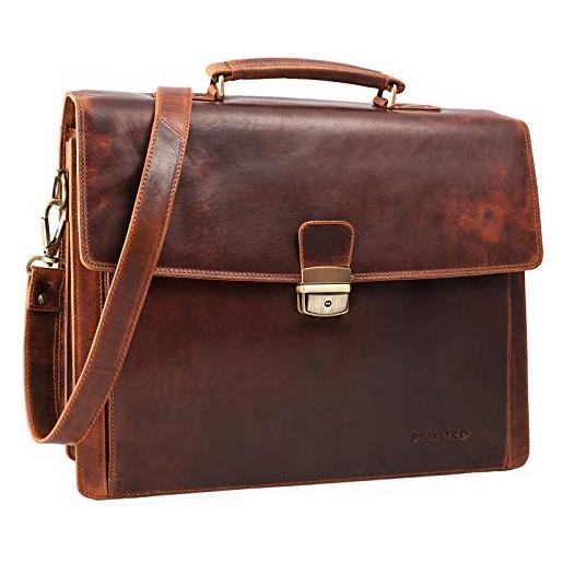STILORD 'noel' cartella in vera pelle uomo - borsa vintage con scomparto per laptop 13,3 pollici - borsa a tracolla classica con fissaggio per trolley, colore: kara - cognac