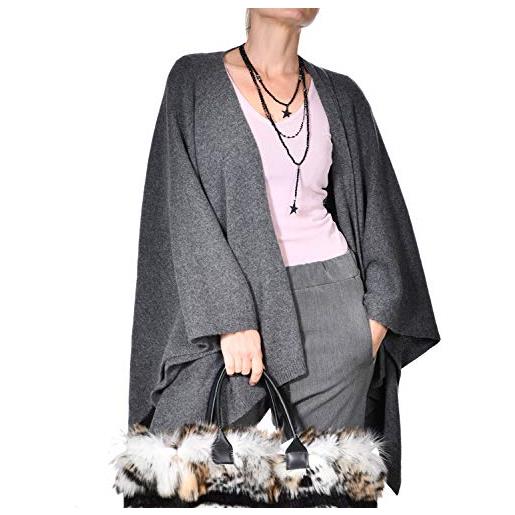Cashmere Zone - la mantella stola scialle coprispalle realizzata artigianalmente in 100% puro cashmere, è prodotta con i migliori filati italiani selezionati accuratamente (grigio scuro)