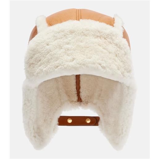 Miu Miu cappello in pelle con shearling