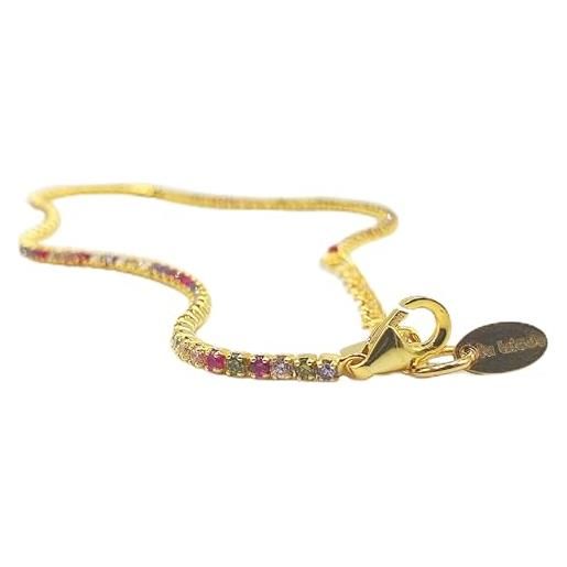 Amberta Lumini Bracciale Tennis Donna In Argento 925 Con Zirconi Colorati - Regolabile Fino A 25 Cm