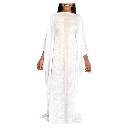 HD abito africano da donna, alla moda, con perline e strass, caftano, maxi abito, taglia unica