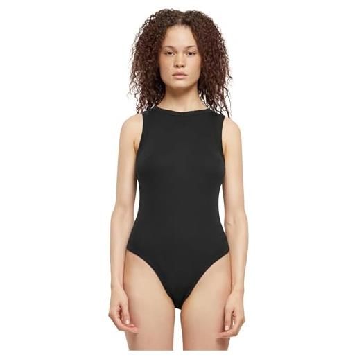 Urban Classics ladies ribbed tank bodysuit donna body nero s 95% cotone, 5% elasthane