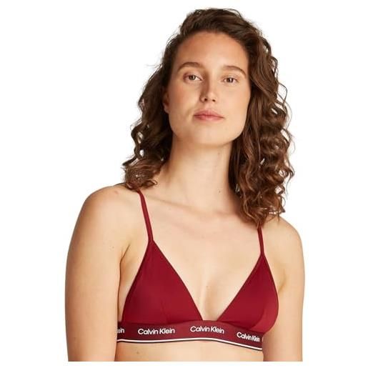 Calvin Klein donna top bikini a triangolo triangle-rp fascia con logo, rosso (plum glaze), s