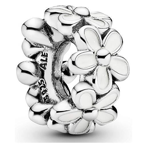 PANDORA distanziatore con margherita in argento con smalto bianco
