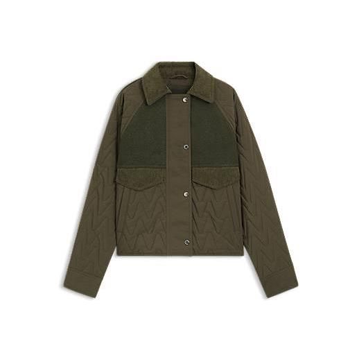 BOSS giubbotto idrorepellente in materiali misti, verde scuro