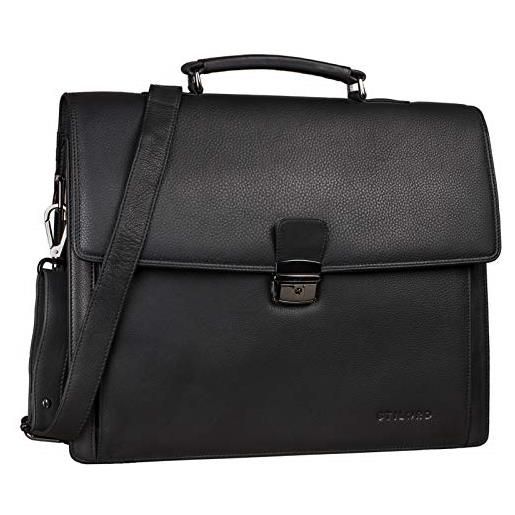 STILORD 'noel' cartella in vera pelle uomo - borsa vintage con scomparto per laptop 13,3 pollici - borsa a tracolla classica con fissaggio per trolley, colore: nero