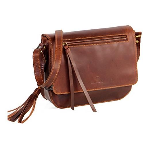 ALMADIH borsa in pelle di vaccetta donna elsa marrone bandoliera a mano borsetta a tracolla tracollina monospalla shopping porta documenti da lavoro satchel tote grande capacita