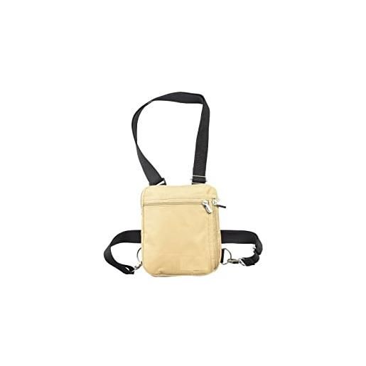 Mr. Gadget's Solutions hajj & umrah - borsa laterale antifurto e borsa da collo, piccola sicurezza da viaggio, sabbia del deserto, 17cm x 20cm x 1cm