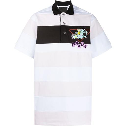 Prada polo a righe oversize - bianco
