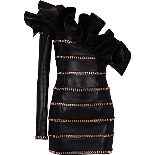 Balmain minigonna asimmetrica in pelle - nero