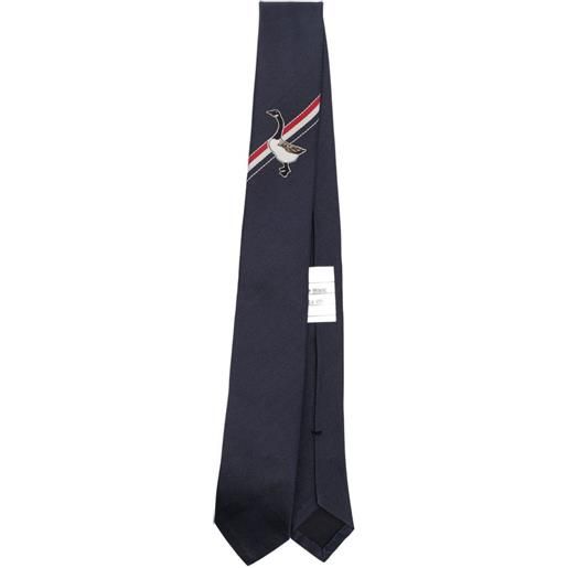 Thom Browne cravatta con effetto jacquard - blu