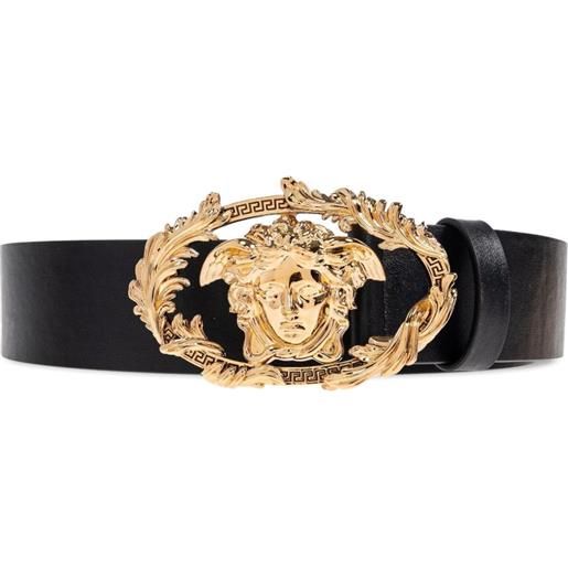 Versace cintura in pelle con testa di medusa - nero