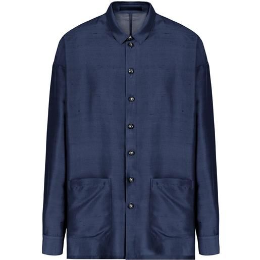 Giorgio Armani giacca-camicia in seta - blu