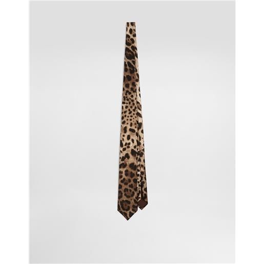 Dolce & Gabbana cravatta in raso stampa leopardo