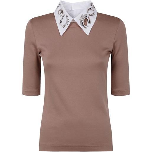 Fabiana Filippi t-shirt con decorazione - marrone