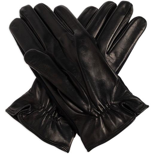 Emporio Armani guanti con bordo in pelle - nero