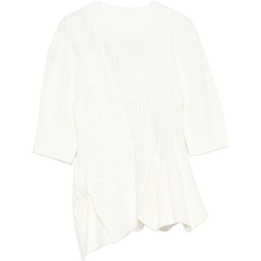 sacai top svasato - bianco