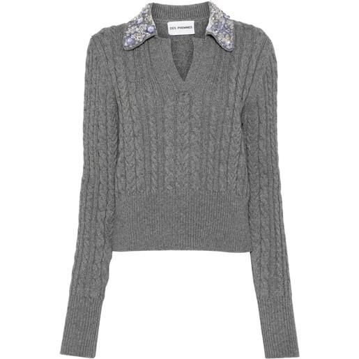 DES PHEMMES top con applicazione a fiori - grigio