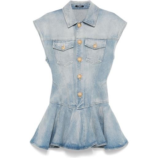 Balmain abito corto denim - blu