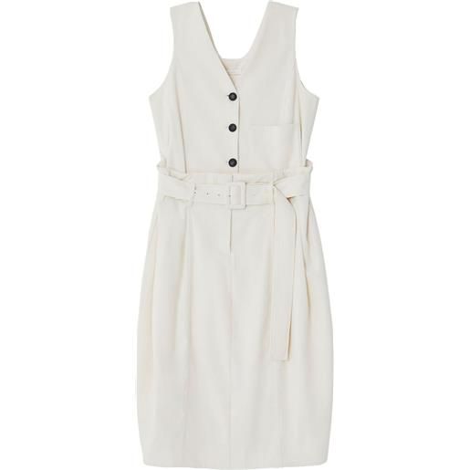 Low Classic button-front belted midi dress - bianco