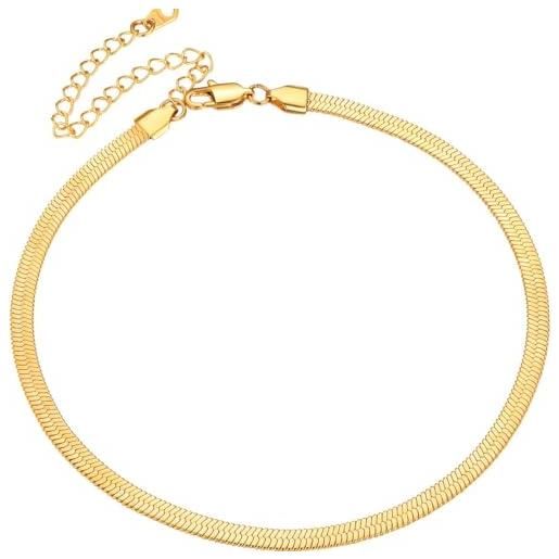 ChainsPro Collana A Serpente Piatta In Acciaio Inox 316L – Larghezze 3/5 Mm, Colori Disponibili