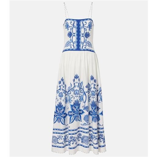 Farm Rio abito lungo in misto lino con stampa