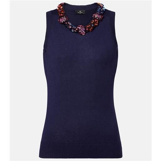Etro top in seta e cashmere con decorazioni