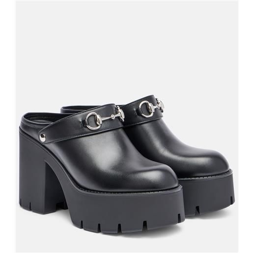 Gucci mules horsebit in pelle con plateau