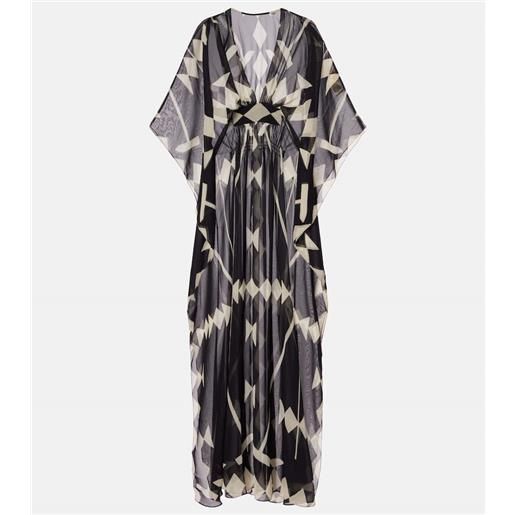 Johanna Ortiz abito lungo in georgette con stampa