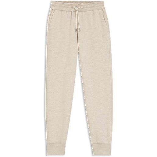 BOSS pantaloni della tuta relaxed fit in misto cotone con fondo gamba elastico, bianco