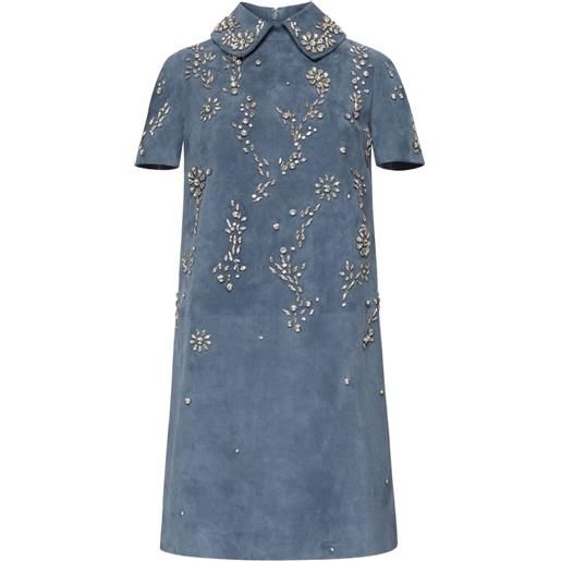 Oscar de la Renta abito con collo ricamato - blu