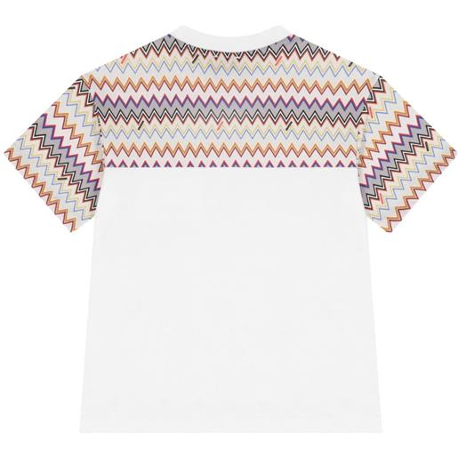 Missoni Kids t-shirt con tasca e motivo a zigzag - bianco