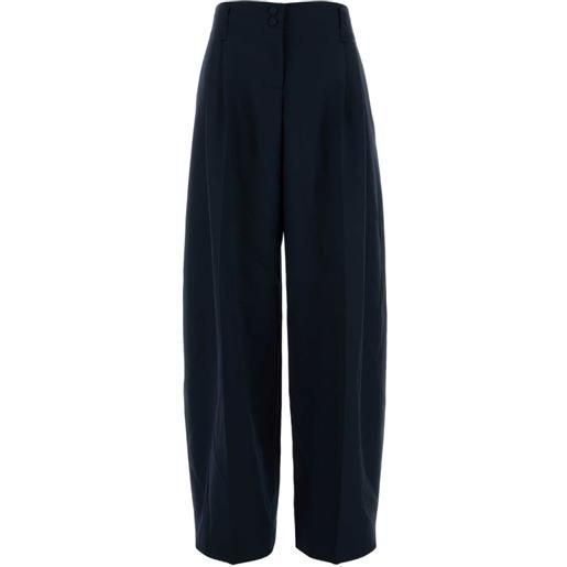Alexander McQueen pantaloni in lana con pieghe - blu