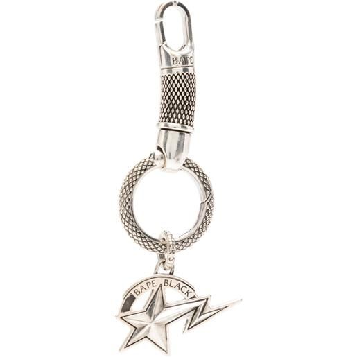 BAPE BLACK *A BATHING APE® portachiavi con decorazione - argento