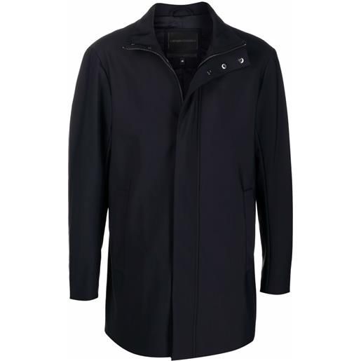 Emporio Armani cappotto midi a collo alto - blu