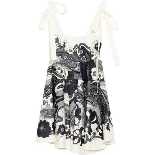 ALEMAIS abito corto mickey a fiori - toni neutri