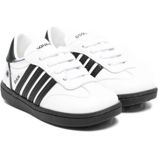 DSQUARED2 KIDS sneakers in pelle a righe - bianco