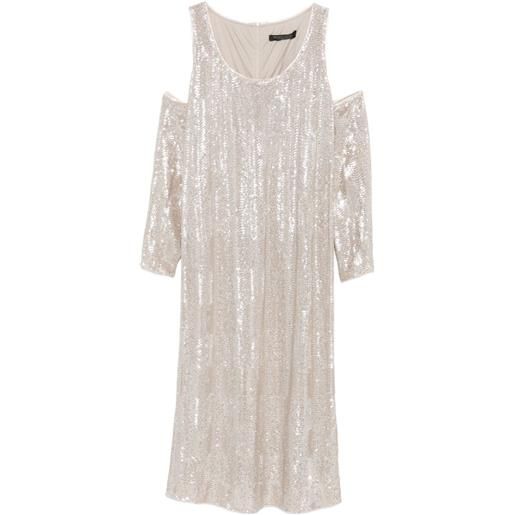 Marina Rinaldi abito midi con paillettes - toni neutri