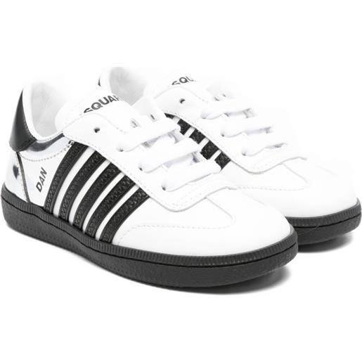 DSQUARED2 KIDS sneakers in pelle a righe - bianco