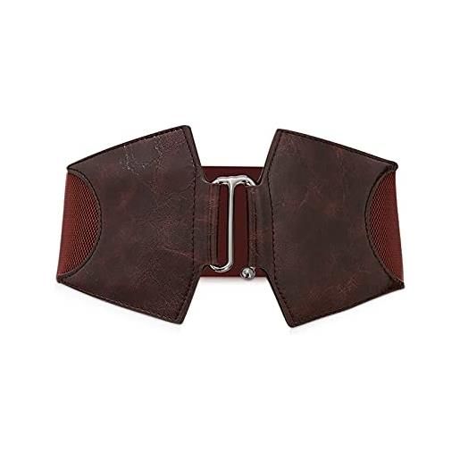 LumiSyne cintura larga elasticizzata per donna cintura di pelle cintura elastica fibbia a gancio in lega banda elastica cintura vintage per vestito abito soprabito