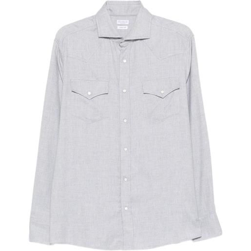 Brunello Cucinelli camicia con tasche - grigio