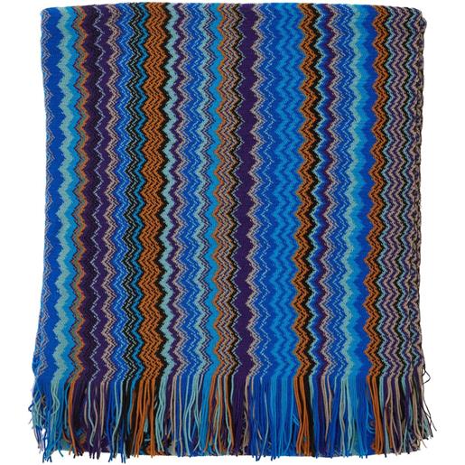Missoni sciarpa con frange e motivo a zigzag - blu