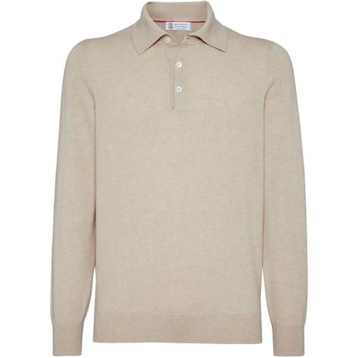 Brunello Cucinelli polo a maniche lunghe - toni neutri